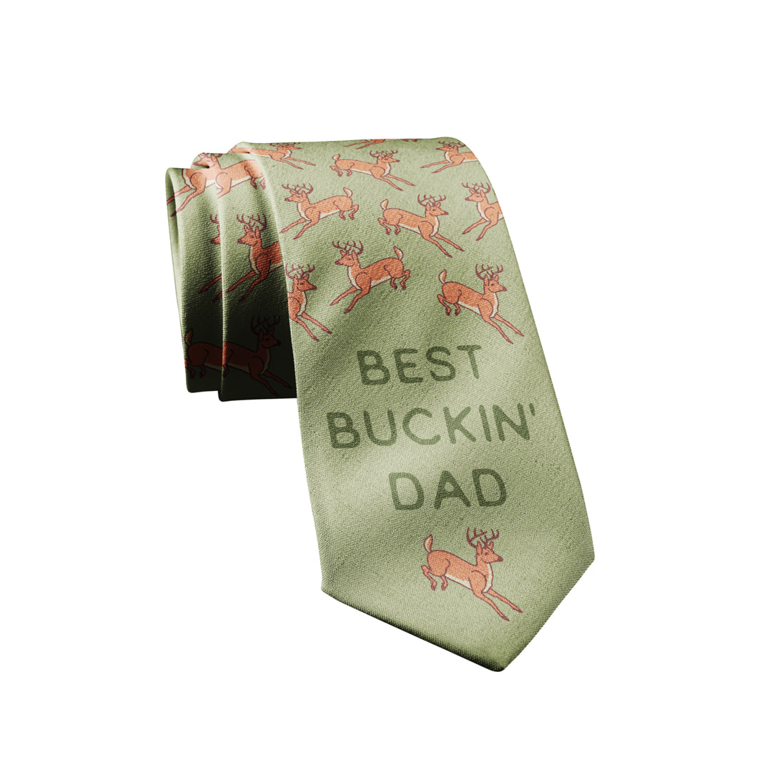 Best Buckin Dad Necktie Funny Neckties for Men Hunting Tie Cool Novelty Ties for Men Image 1