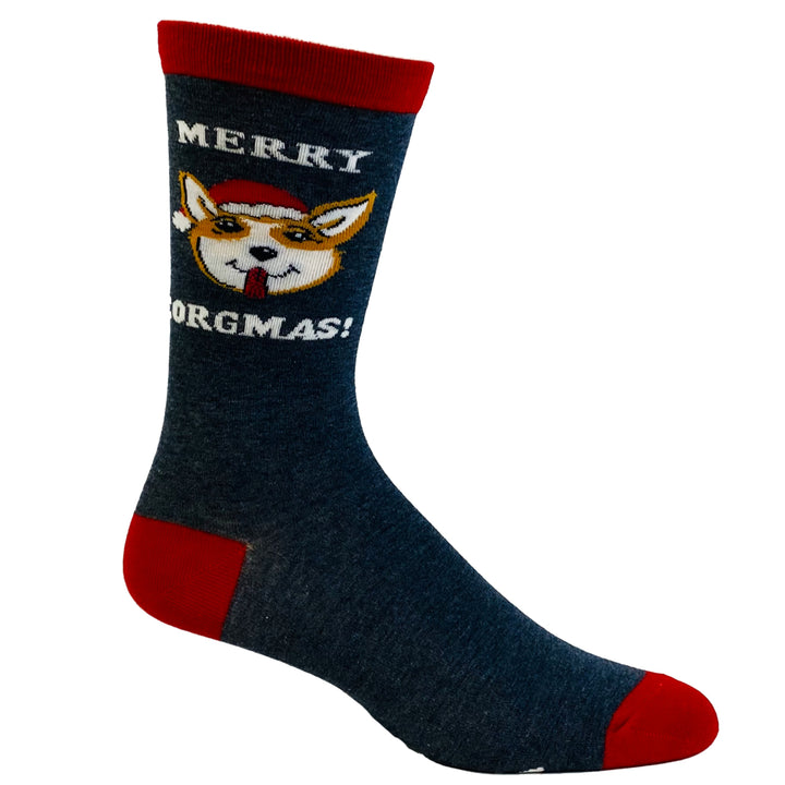 Mens Merry Corgmas Socks Funny Christmas Corgi Pet Dog Novelty Footwear Image 6