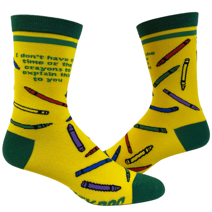 Womens I Dont Have The Time Or The Crayons To Explain This To You Socks Funny Insult Graphic Footwear Image 1