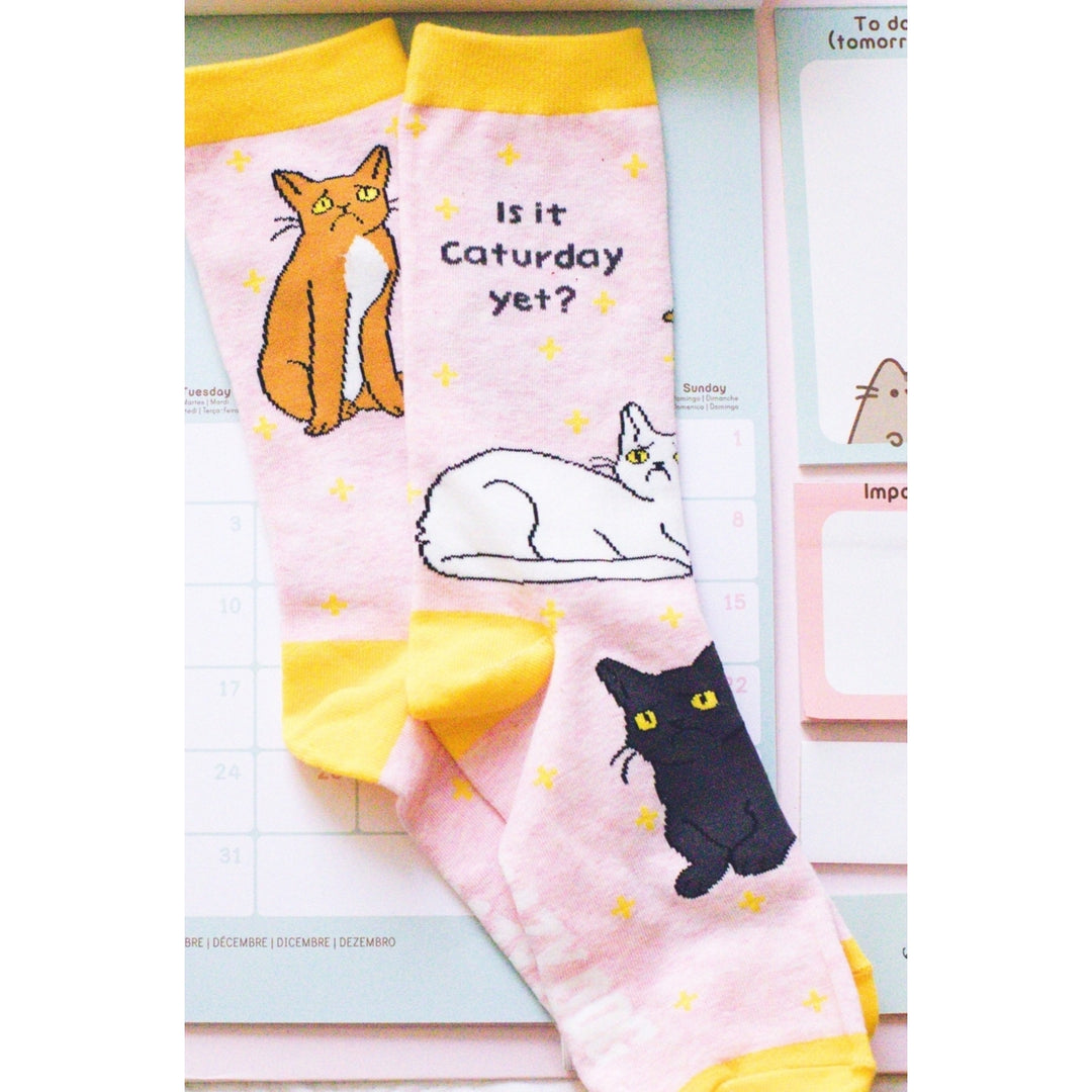 Womens Is It Caturday Yet Socks Funny Saturday Pet Cat Kitty Lover Animal Crazy Cat Lady Footwear Image 6