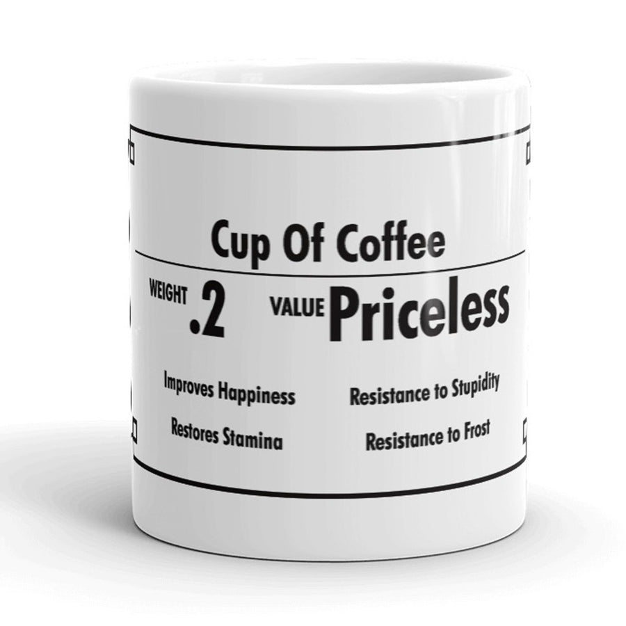 Cup of Coffee Inventory Value Priceless Funny Ceramic Coffee Drinking Mug - 11oz Image 1