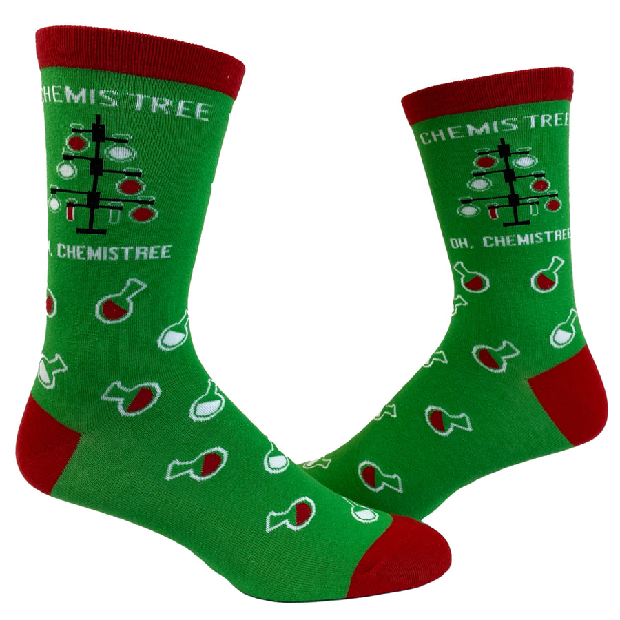 Womens Oh Chemistree Socks Funny Christmas Tree Chemistry Science Nerdy Graphic Novelty Footwear Image 1