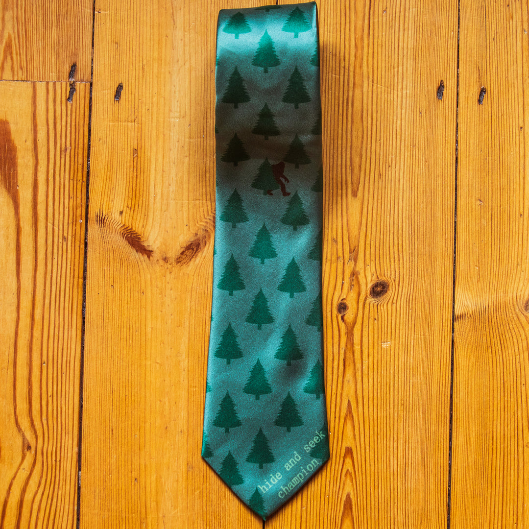 Bigfoot Hide And Seek Champion Necktie Novelty Ties for Men Funny Bigfoot Tie Sasquatch Neckties Image 2