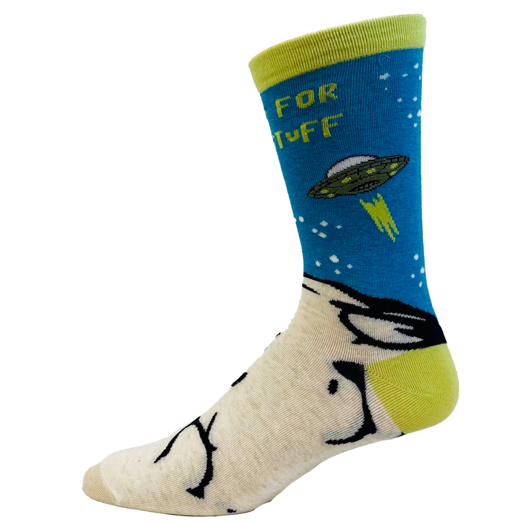 Mens Ready For Butt Stuff Socks Funny UFO Alien Probe Novelty Outer Space Footwear Image 4