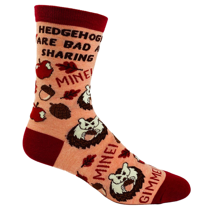 Womens Hedgehogs Are Bad At Sharing Socks Funny Fall Autumn Novelty Footwear Image 6