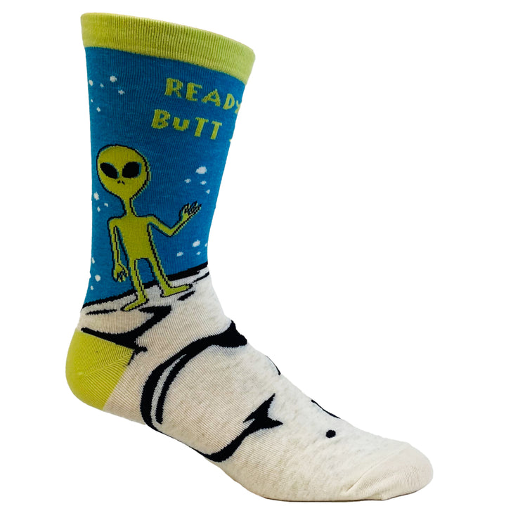 Mens Ready For Butt Stuff Socks Funny UFO Alien Probe Novelty Outer Space Footwear Image 6