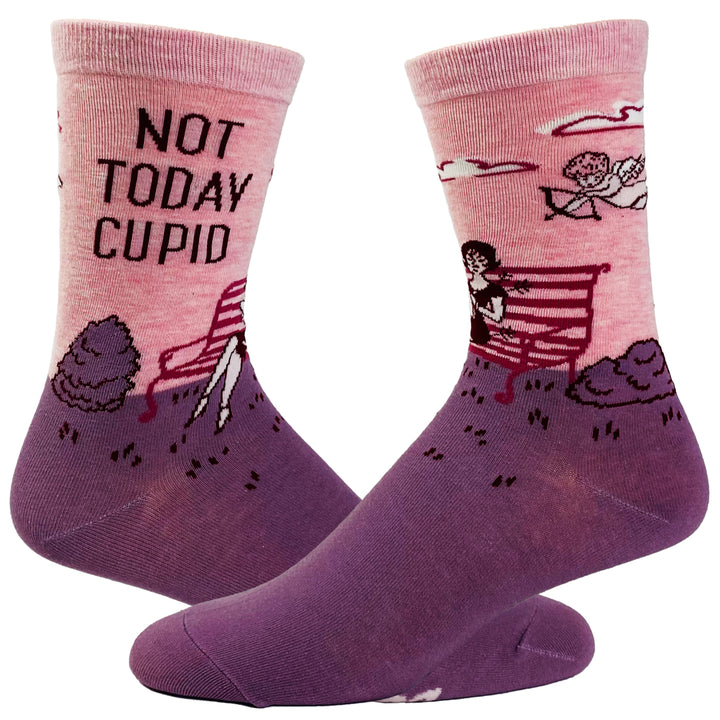 Womens Not Today Cupid Socks Funny Single Valentines Day Novelty Footwear Image 1