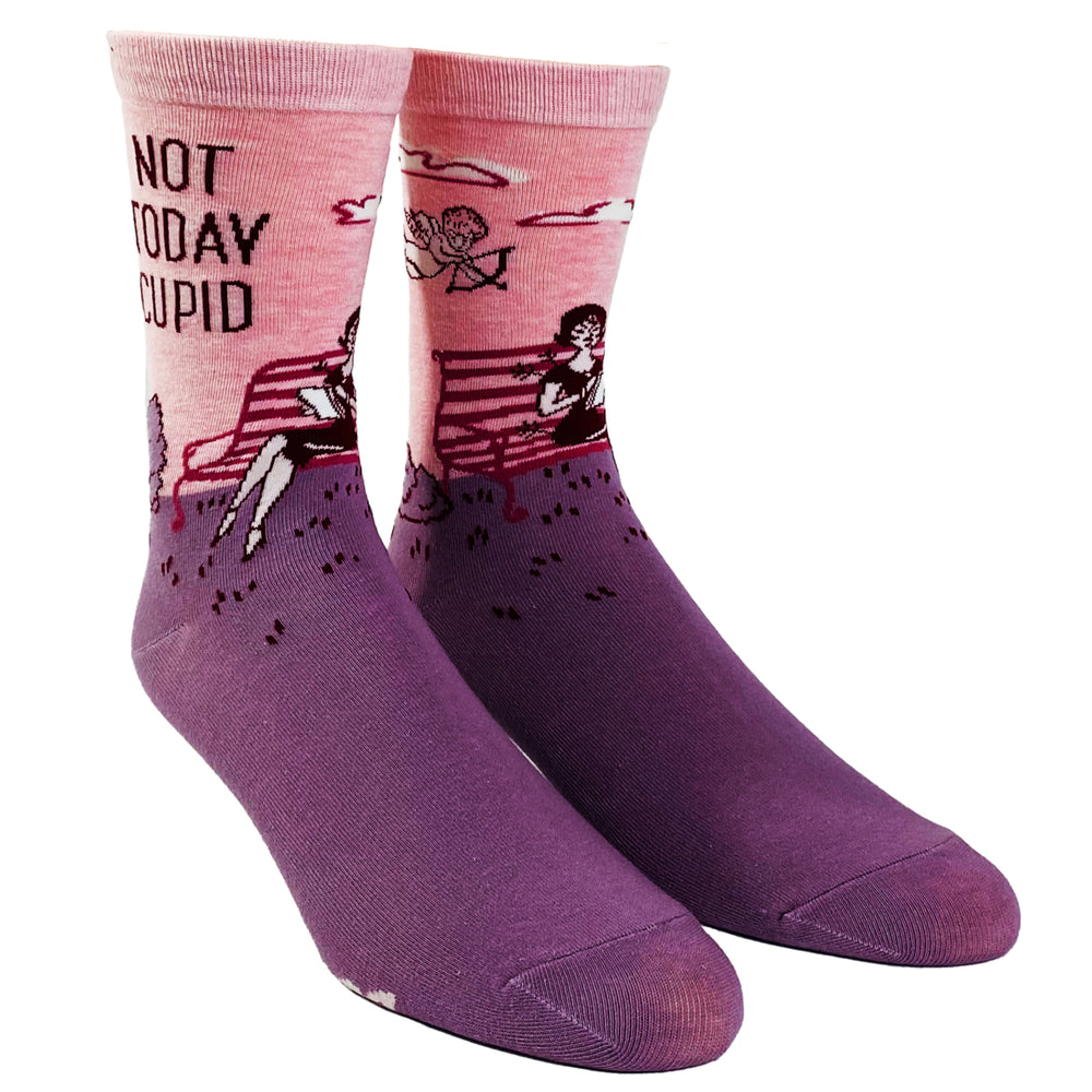 Womens Not Today Cupid Socks Funny Single Valentines Day Novelty Footwear Image 2