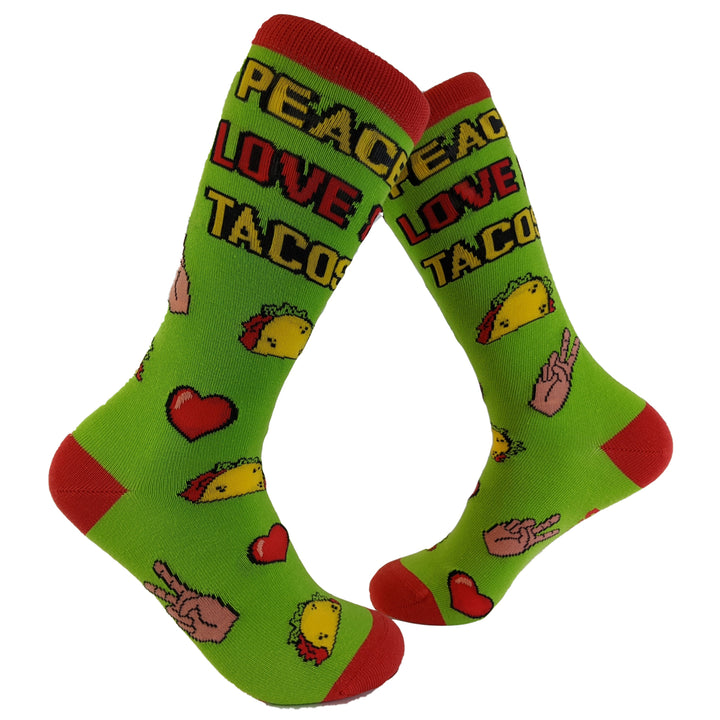 Womens Peace Love Tacos Socks Funny Saying Cute Graphic Vintage Ladies Footwear Image 1