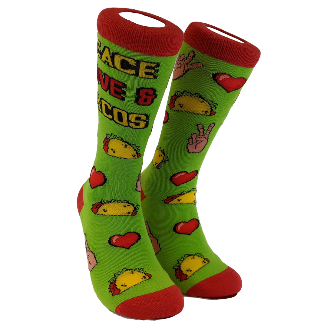 Womens Peace Love Tacos Socks Funny Saying Cute Graphic Vintage Ladies Footwear Image 2