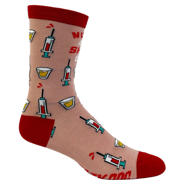 Womens Nurses Need Shots Too Socks Funny Drinking Graphic Novelty Footwear Image 6