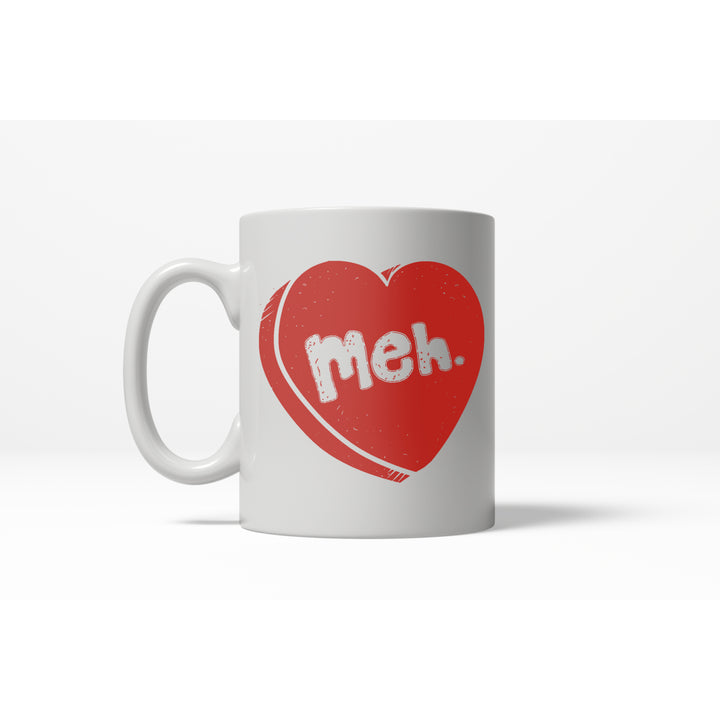 Meh Candy Heart Cute Funny Valentines Day Ceramic Coffee Drinking Mug - 11oz Image 1