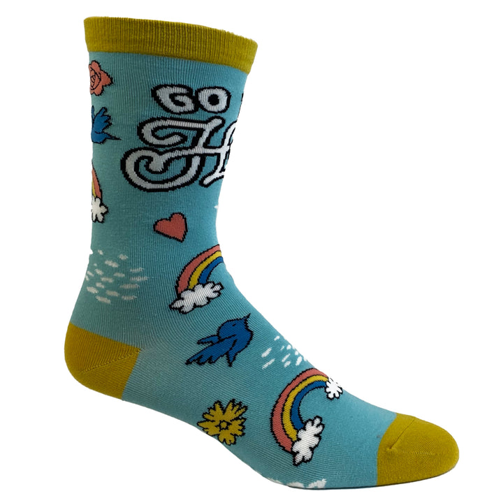 Womens Go To Hell Socks Funny Rainbows Birds Sunshine Sarcastic Graphic Novelty Footwear Image 6