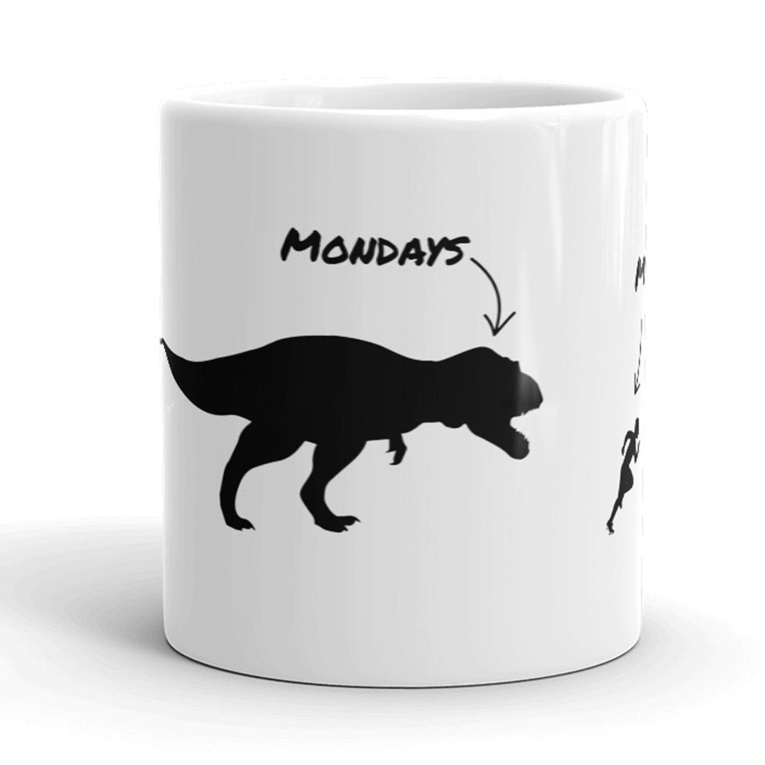 Mondays and Me Funny T-Rex Dinosaur Running Ceramic Coffee Drinking Mug - 11oz Image 2