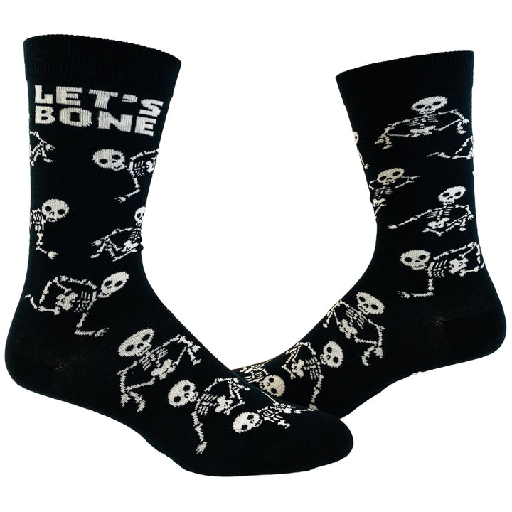 Womens Lets Bone Socks Funny Halloween Party Skeleton Graphic Novelty Vintage Footwear Image 1