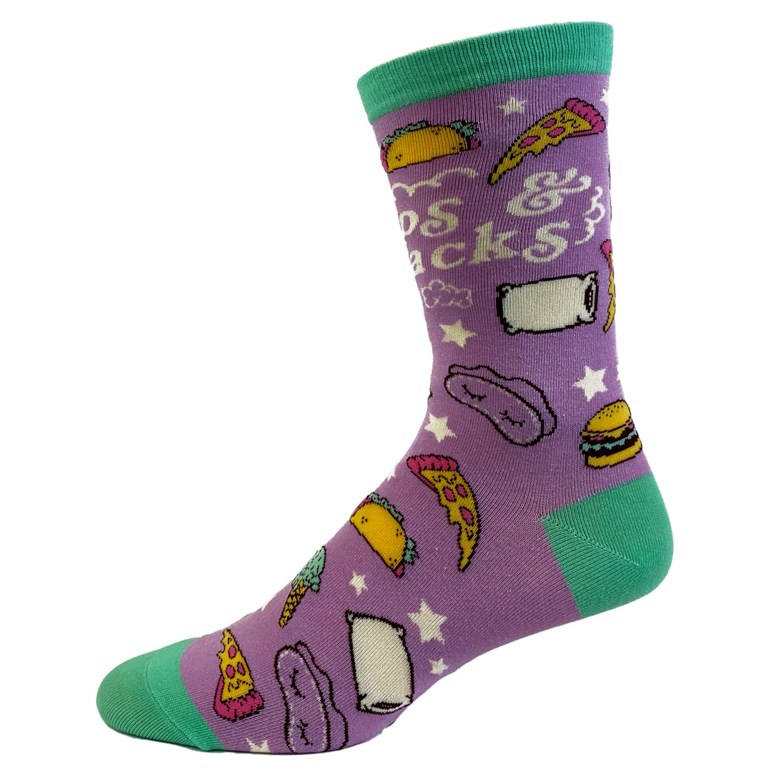 Womens Naps And Snacks Socks Funny Tacos Pizza Sleep Lazy Graphic Novelty Footwear Image 4