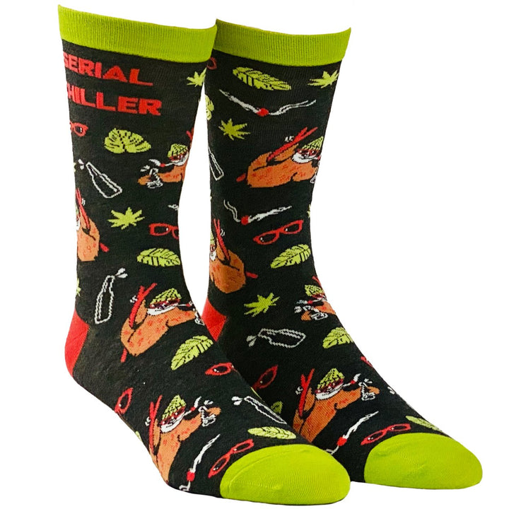 Mens Serial Chiller Socks Funny 420 Weed Cool Sloth Novelty Footwear Image 2