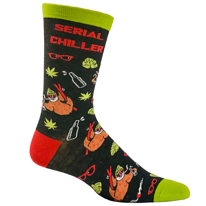 Mens Serial Chiller Socks Funny 420 Weed Cool Sloth Novelty Footwear Image 6