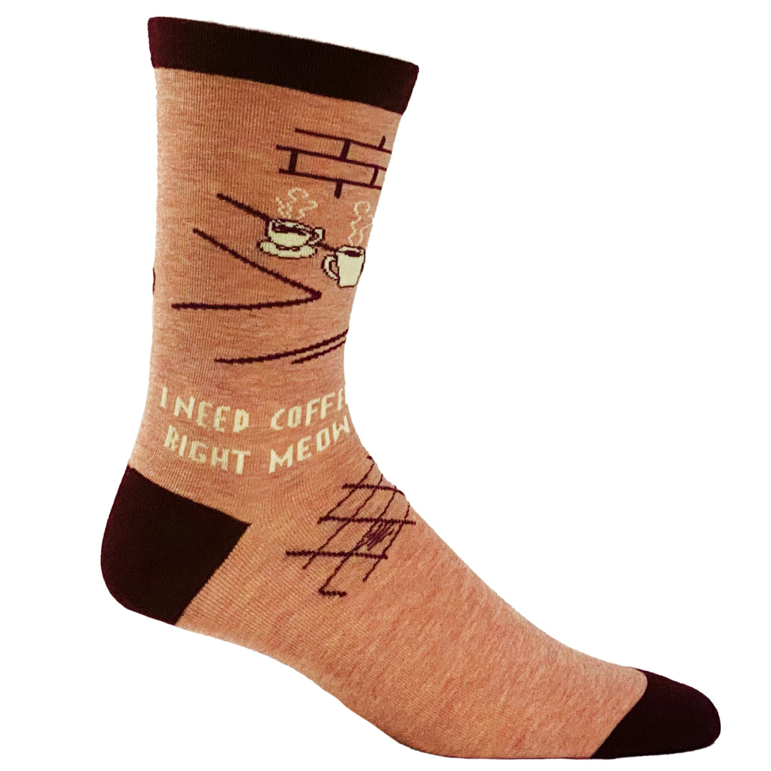 Womens I Need Coffee Right Meow Socks Funny Pet Cat Lover Kitty Novelty Footwear Image 6