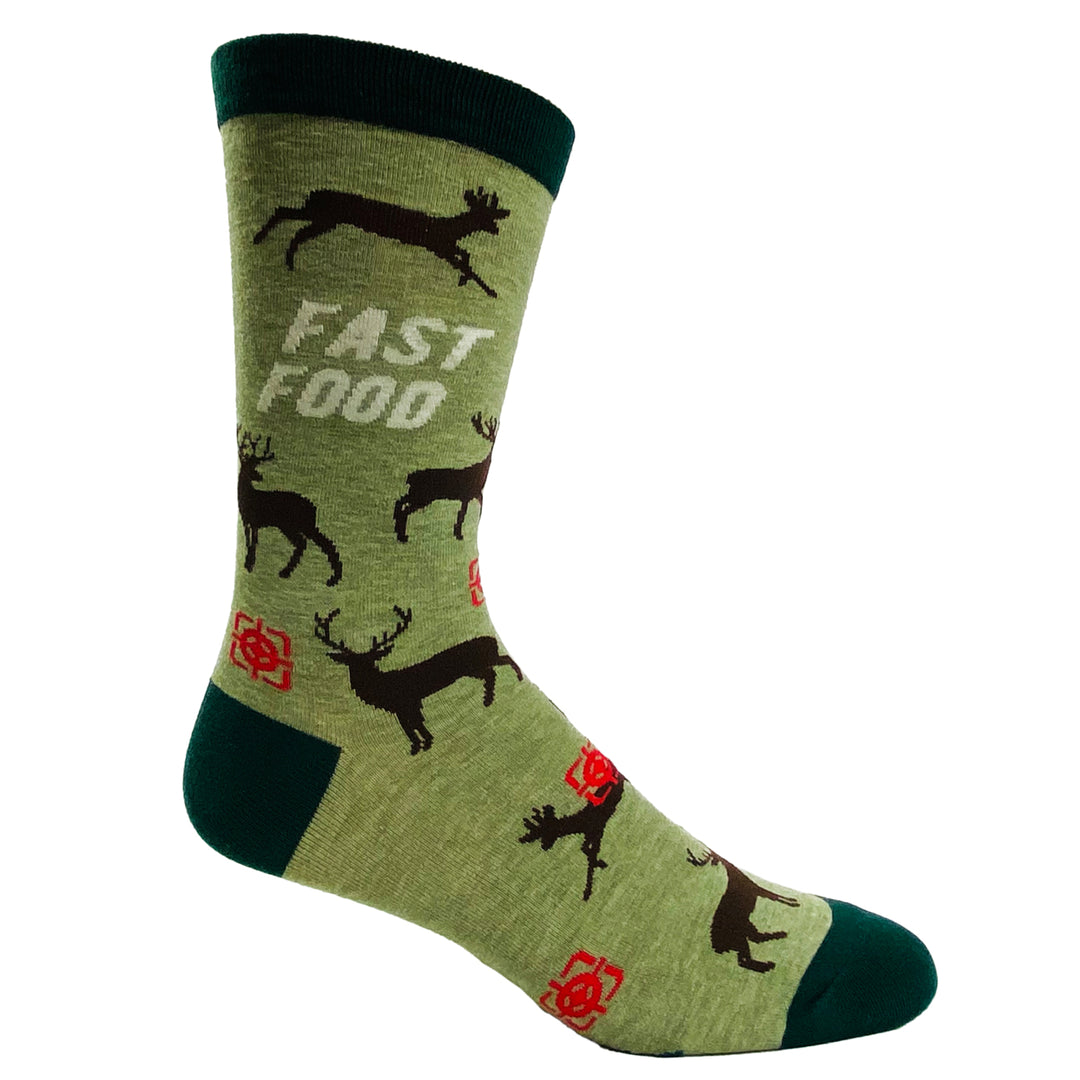 Mens Fast Food Socks Funny Deer Hunting Buckshot Sarcastic Novelty Footwear Image 6