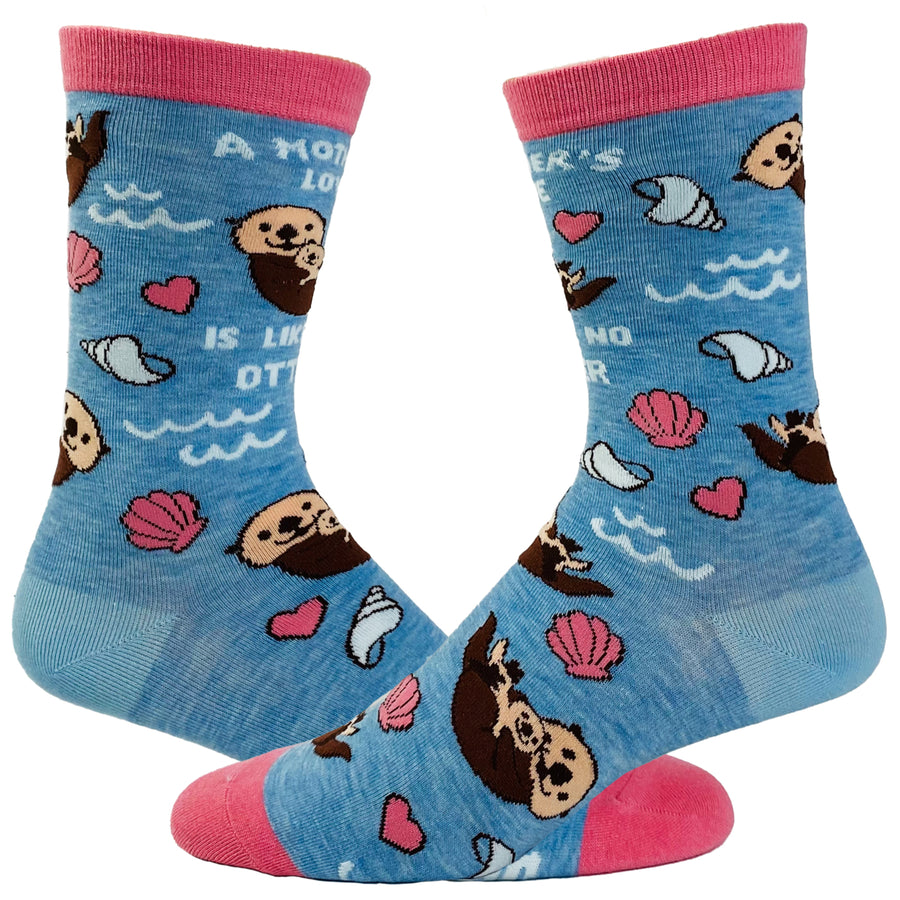 Womens A Mothers Love Is Like No Otter Socks Funny Ocean Beach Mothers Day Novelty Footwear Image 1