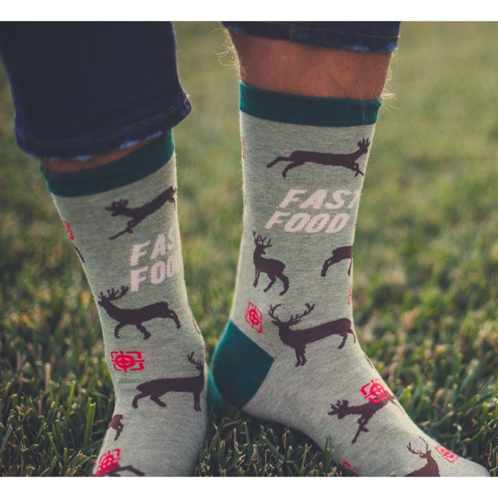 Mens Fast Food Socks Funny Deer Hunting Buckshot Sarcastic Novelty Footwear Image 7