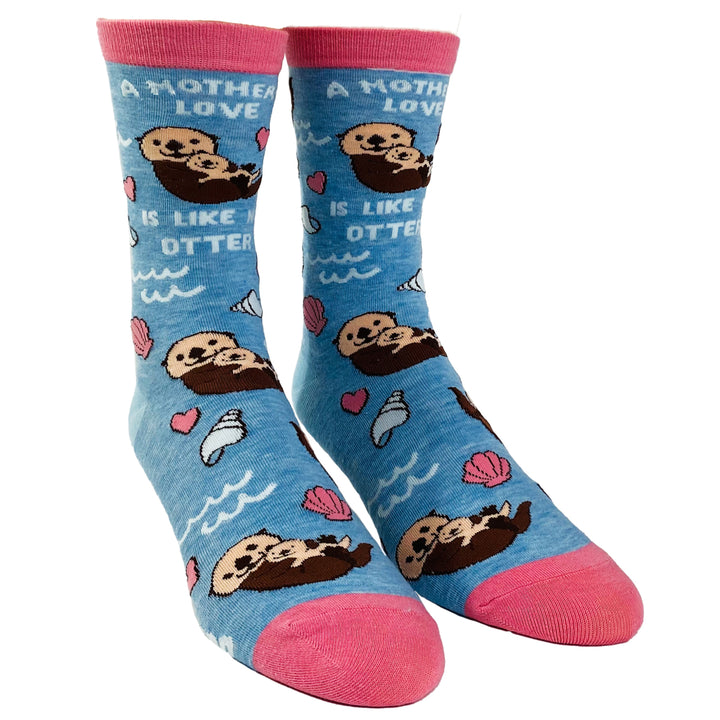 Womens A Mothers Love Is Like No Otter Socks Funny Ocean Beach Mothers Day Novelty Footwear Image 2