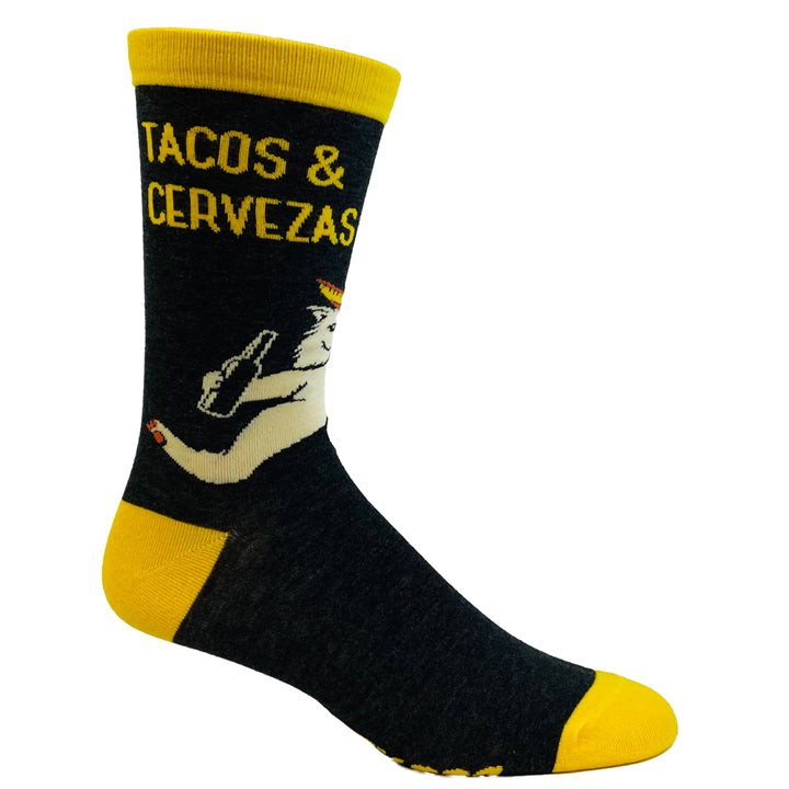 Mens Tacos And Cervezas Socks Funny Cinco De Mayo Cat Gato Novelty Footwear Image 6