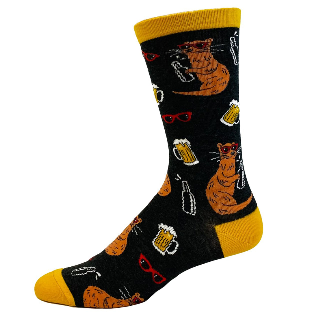 Mens Drinks Well With Otters Socks Funny Beer Party Novelty Drinking Footwear Image 4