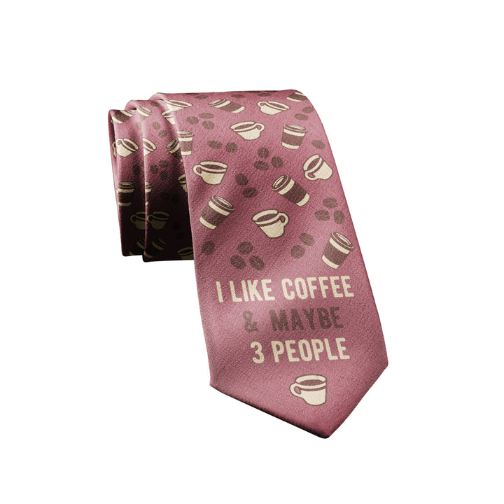 I Like Coffee And Maybe 3 People Necktie Novelty Ties for Men Coffee Funny Ties for Guys Image 1