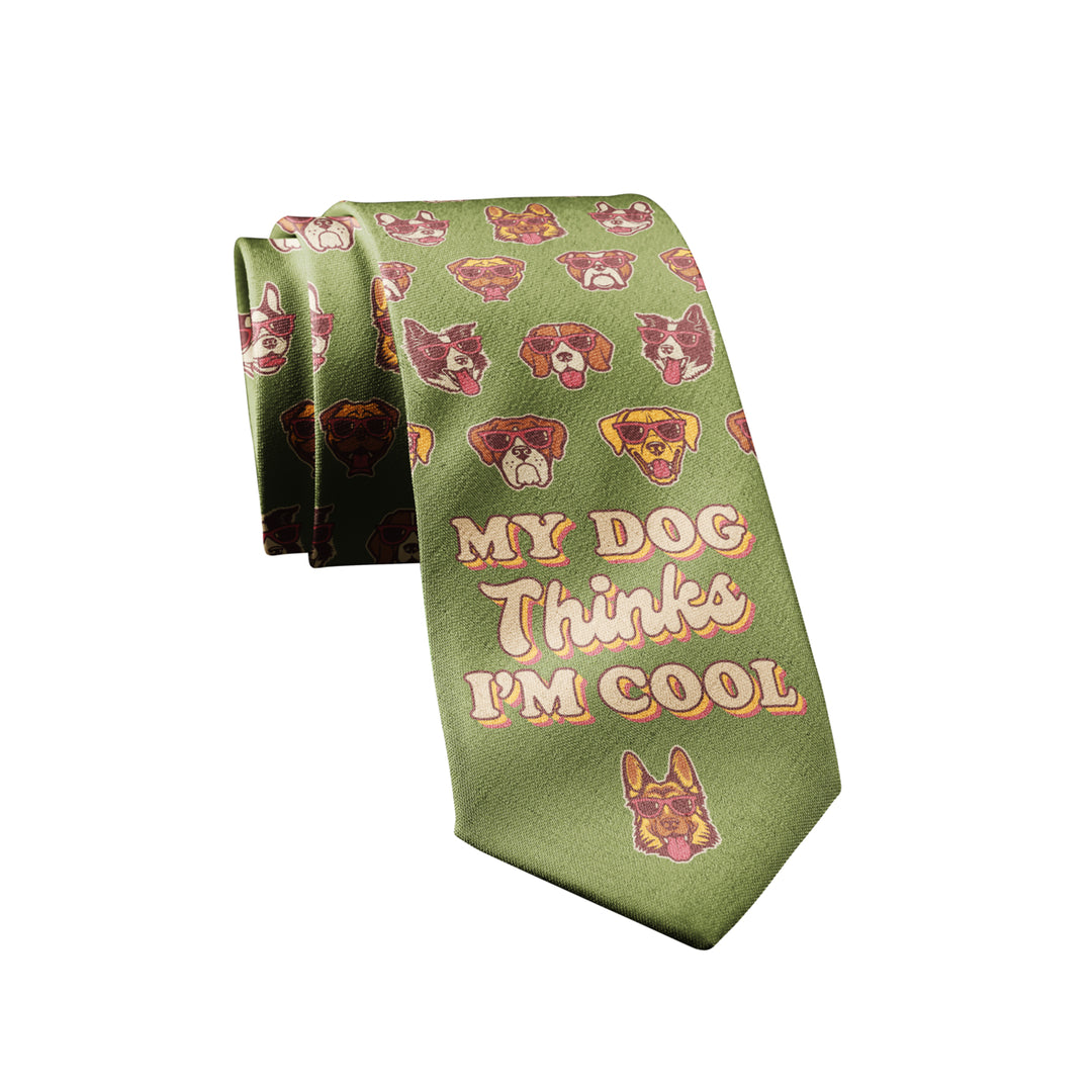 My Dog Thinks Im Cool Necktie Funny Neckties for Men Cool Dog Tie Mens Novelty Neckties Image 1