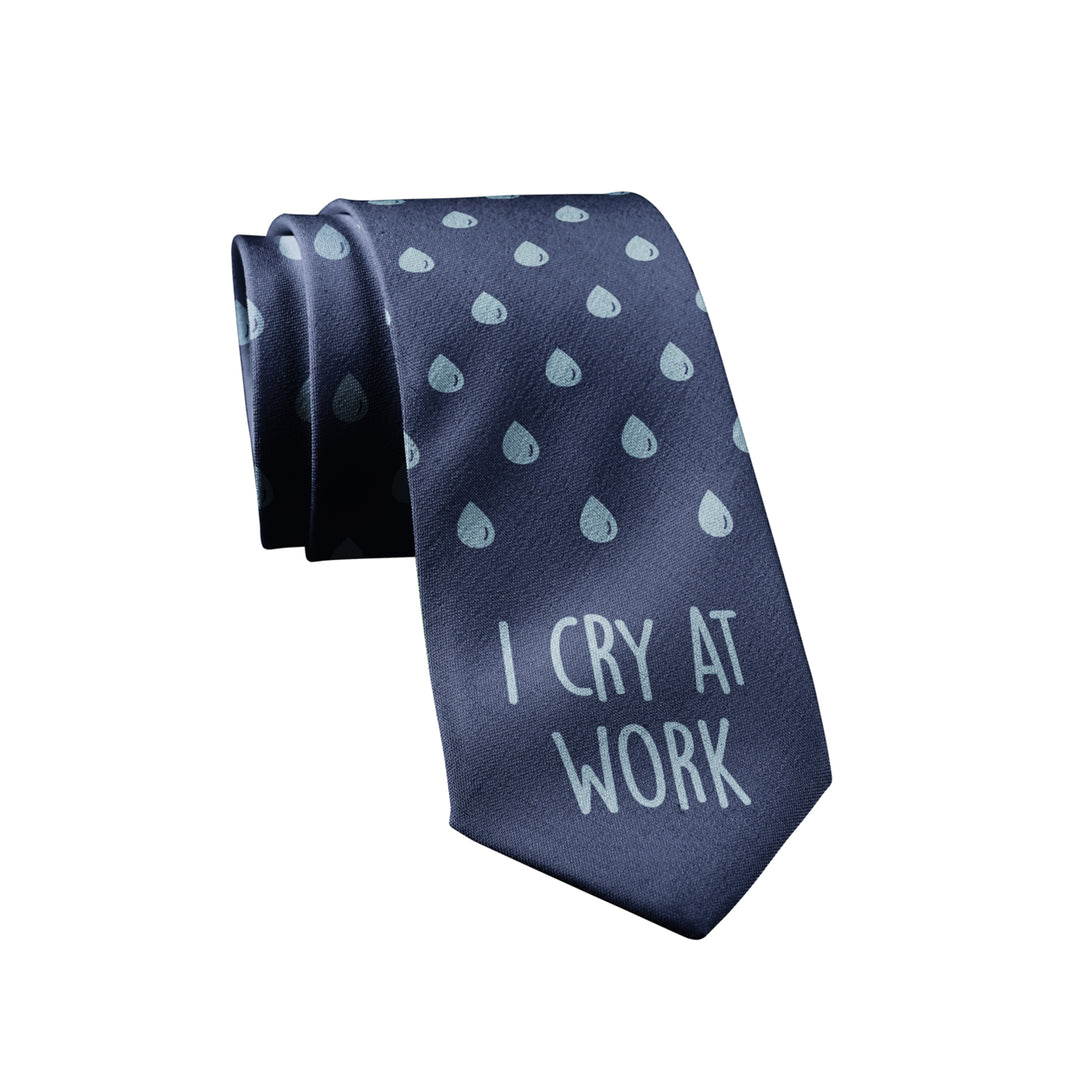 I Cry At Work Necktie Funny Neckties for Men Employee Tie Mens Novelty Ties Image 1