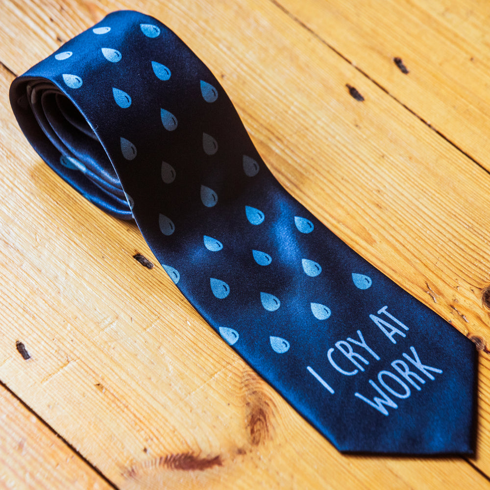 I Cry At Work Necktie Funny Neckties for Men Employee Tie Mens Novelty Ties Image 2