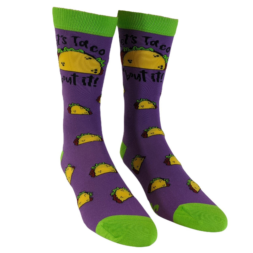 Womens Lets Taco Bout It Socks Funny Cinco De Mayo Taco Tuesday Novelty Footwear Image 2