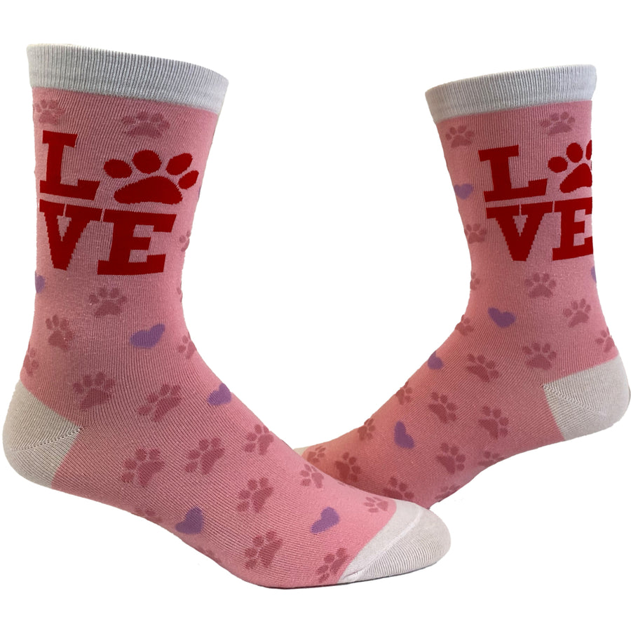 Womens Love Paw Socks Funny Cute Pet Puppy Dog Animal Lover Novelty Footwear Image 1