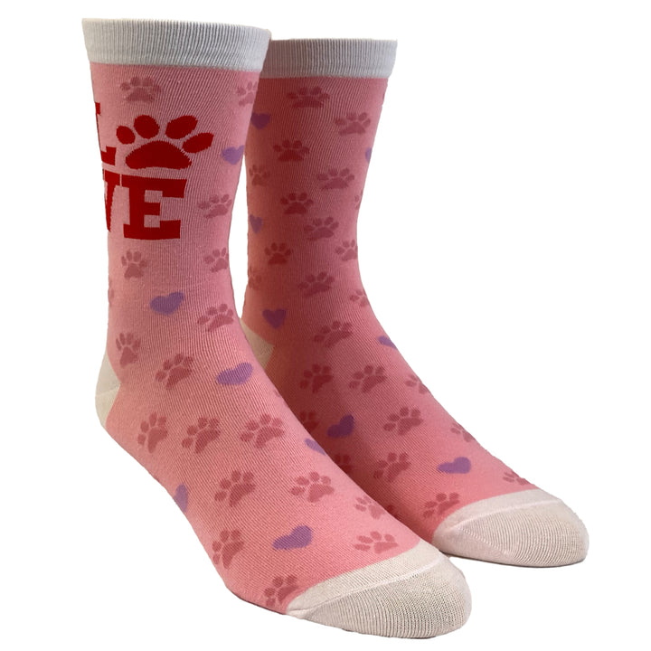 Womens Love Paw Socks Funny Cute Pet Puppy Dog Animal Lover Novelty Footwear Image 2