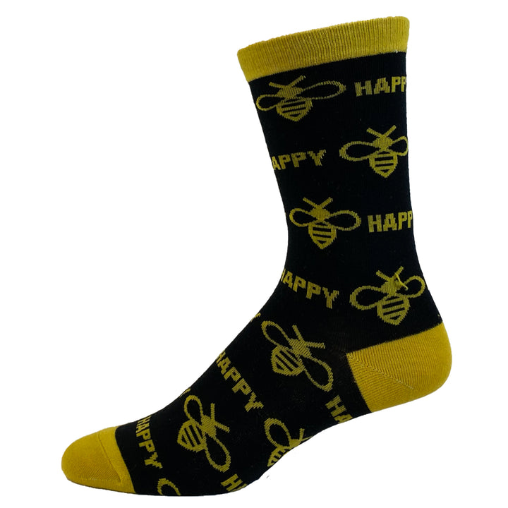 Womens Bee Happy Novelty Socks Funny Bumble Bee Motivational Graphic Footwear Image 4