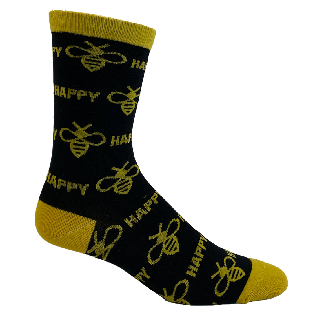 Womens Bee Happy Novelty Socks Funny Bumble Bee Motivational Graphic Footwear Image 4