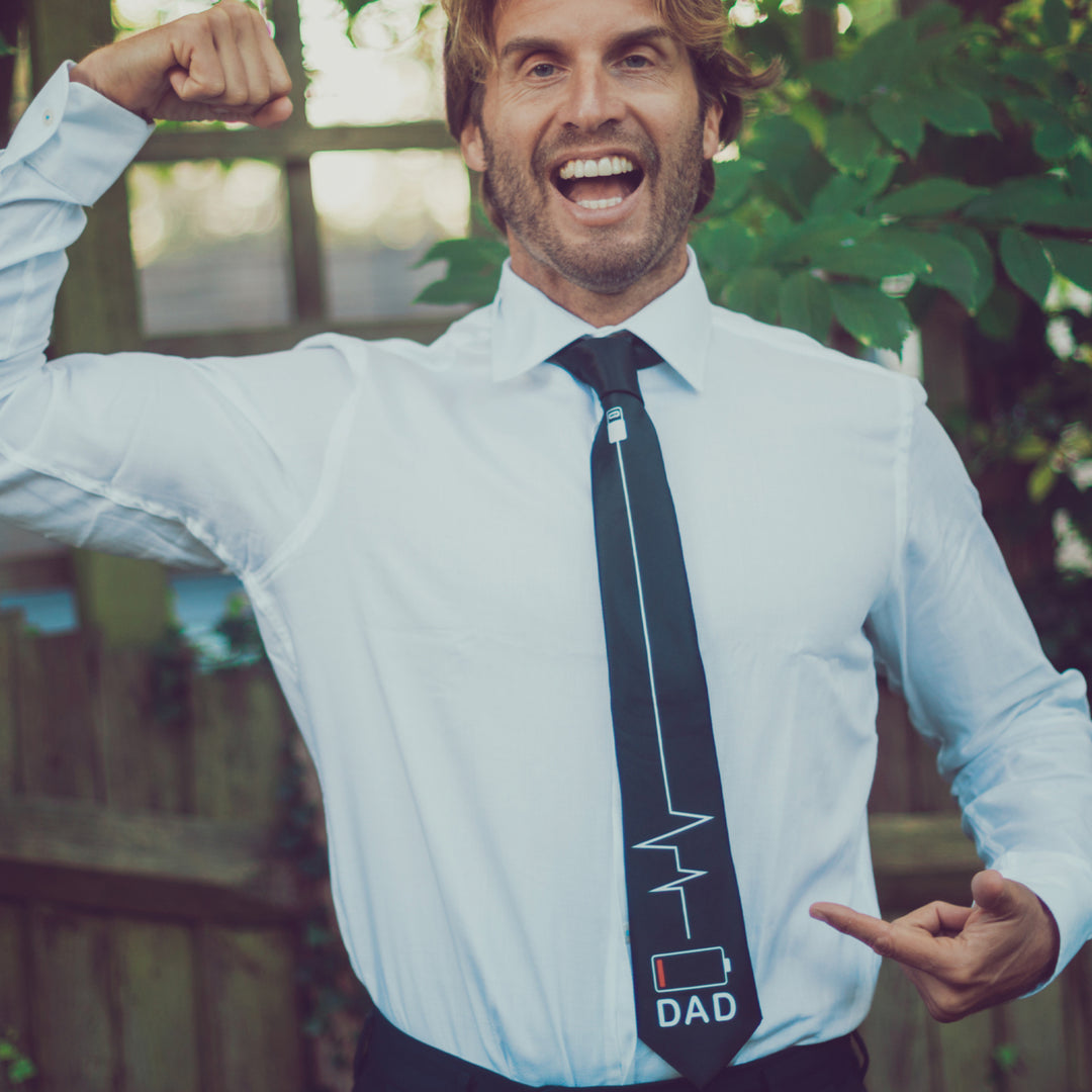Dad Battery Low Necktie Funny Ties Hilarious Dad Tie Novelty Neckties for Men Image 4