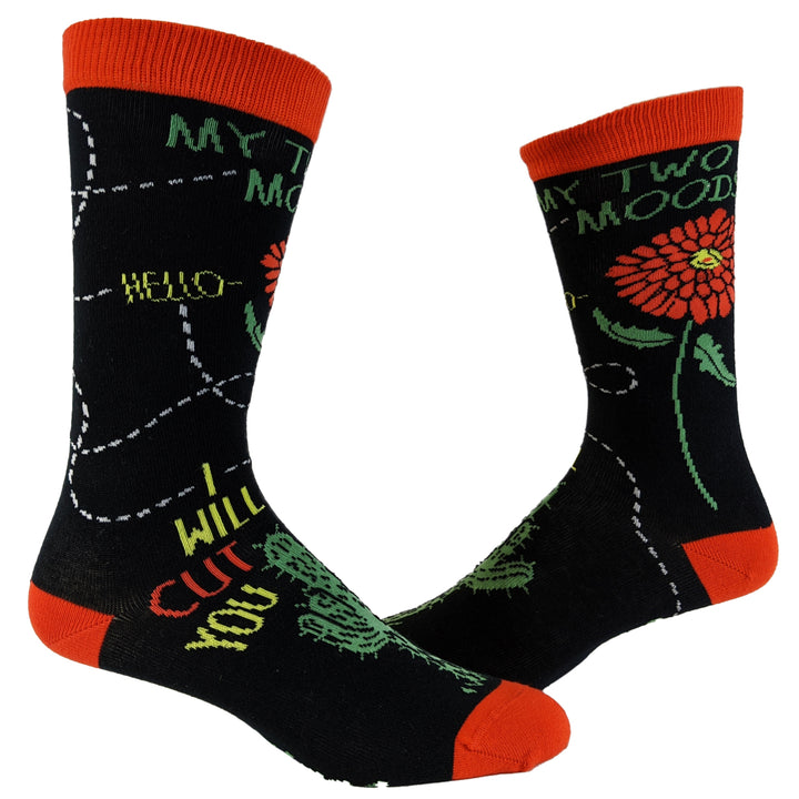 Womens My Two Moods Socks Funny Humor Sarcastic Cool Graphic Footwear Image 1