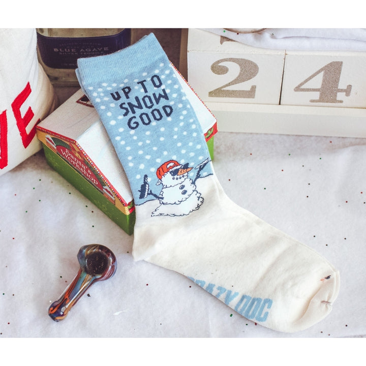 Mens Up To Snow Good Socks Funny Christmas Winter Weather Snowman Novelty Footwear Image 7