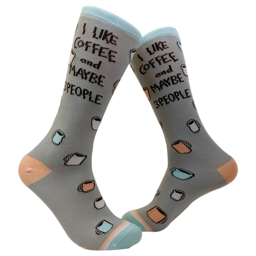 Womens I Like Coffee And Maybe 3 People Socks Funny Sarcastic Novelty Footwear Image 1