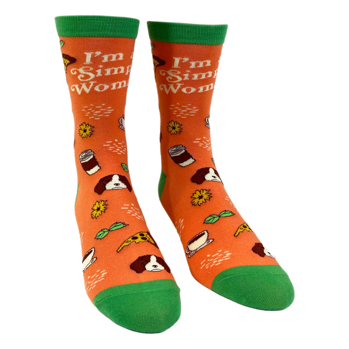 Womens Im A Simple Woman Socks Funny Pizza Dogs Coffee Lifestyle Graphic Novelty Footwear Image 2