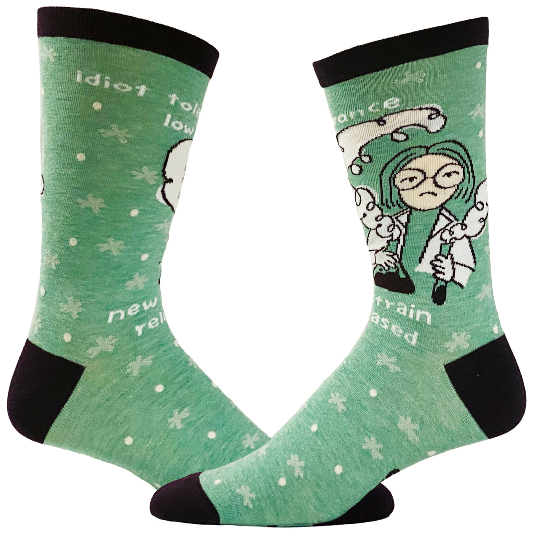 Womens Idiot Tolerance Socks Funny Strain Released Nerdy Science Stupid People Footwear Image 1