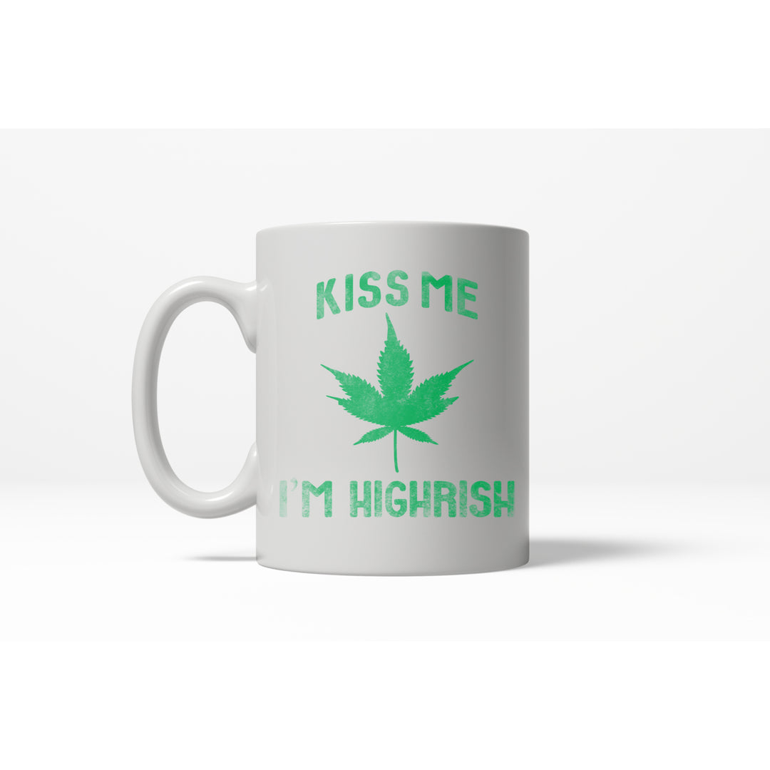 Kiss Me Im Highrish Funny Irish Pride St. Patricks Day Ceramic Coffee Drinking Mug - 11oz Image 1