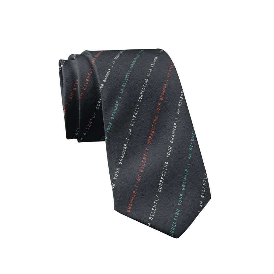 Im Silently Correcting Your Grammar Necktie Funny Neckties for Men Nerdy Tie Mens Novelty Neckties Image 1