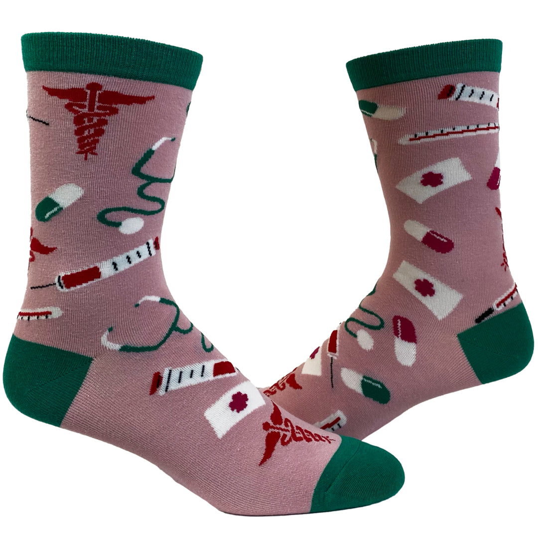 Women's Nurse Socks Cute Funny Hospital Worker Essential Graphic Novelty Footwear Image 1