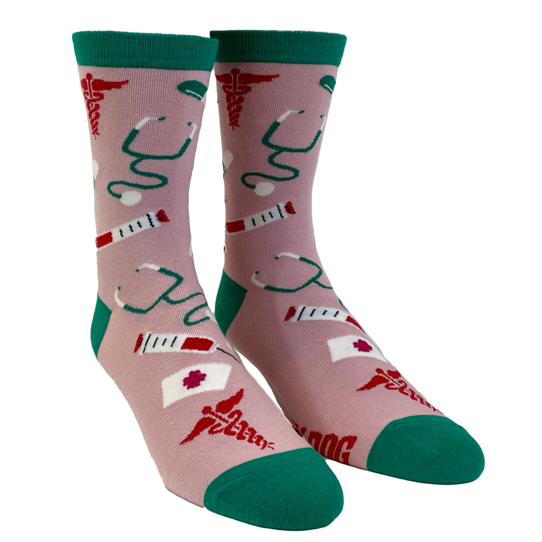 Women's Nurse Socks Cute Funny Hospital Worker Essential Graphic Novelty Footwear Image 2
