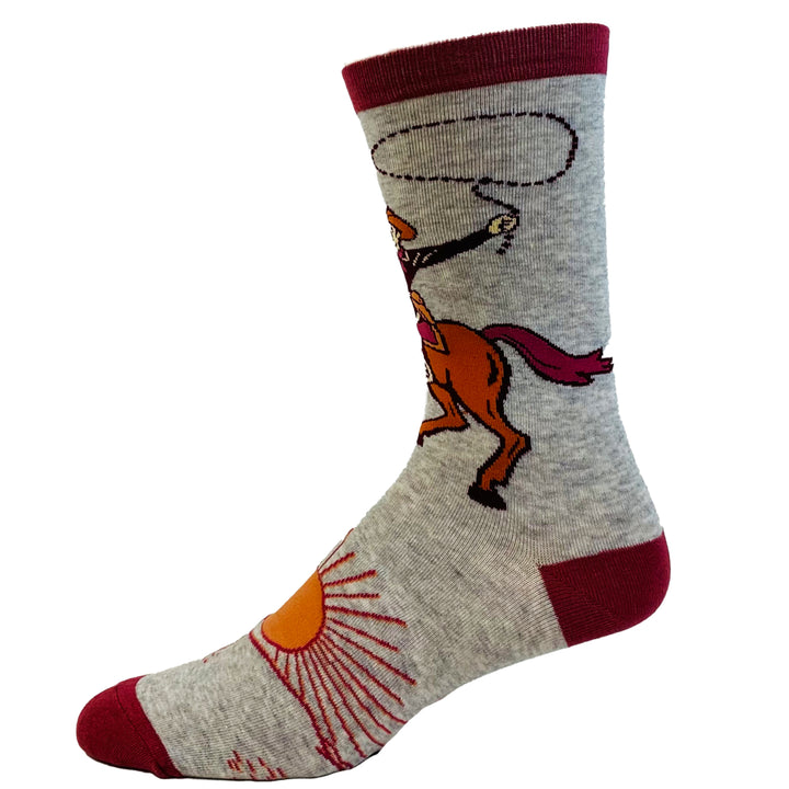 Mens Ride Em Cowboy Socks Funny Horseback Riding Desert Sun Novelty Western Footwear Image 4