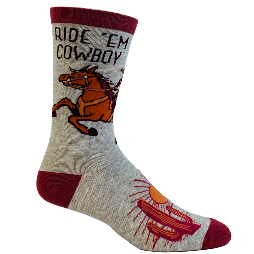 Mens Ride Em Cowboy Socks Funny Horseback Riding Desert Sun Novelty Western Footwear Image 6